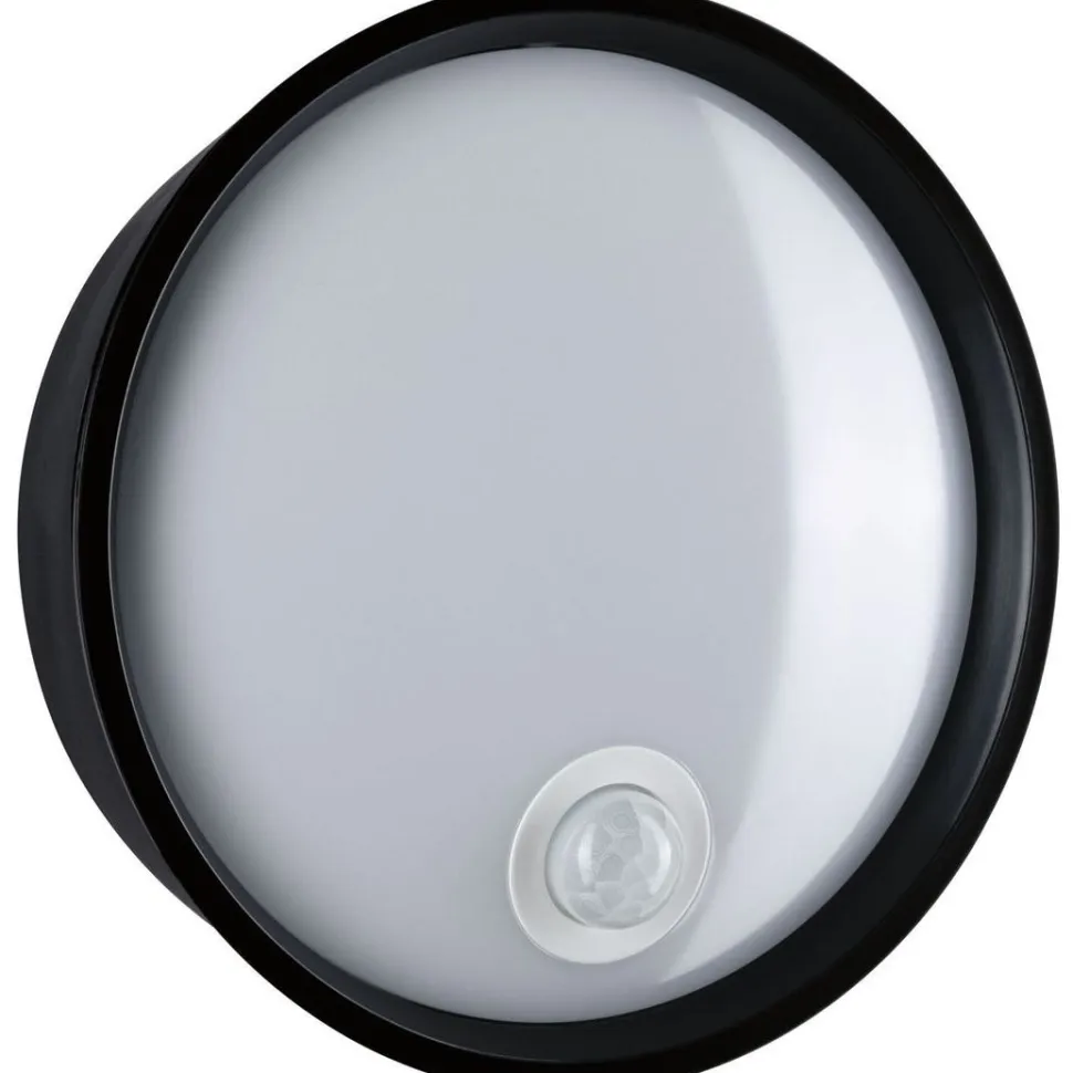 LED-ulkoseinävalaisin liiketunnistimella Paulmann Platomo, IP44, 18cm, 3000K, korroosionkestävä, musta