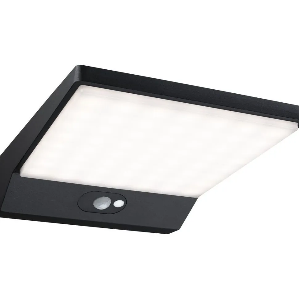 LED-ulkoseinävalaisin liiketunnistimella Paulmann Ronea, IP44, 18x25cm, 10.5W, 3000K, tummanharmaa