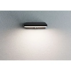 LED-ulkoseinävalaisin liiketunnistimella Paulmann Ronea, IP44, 18x25cm, 10.5W, 3000K, tummanharmaa