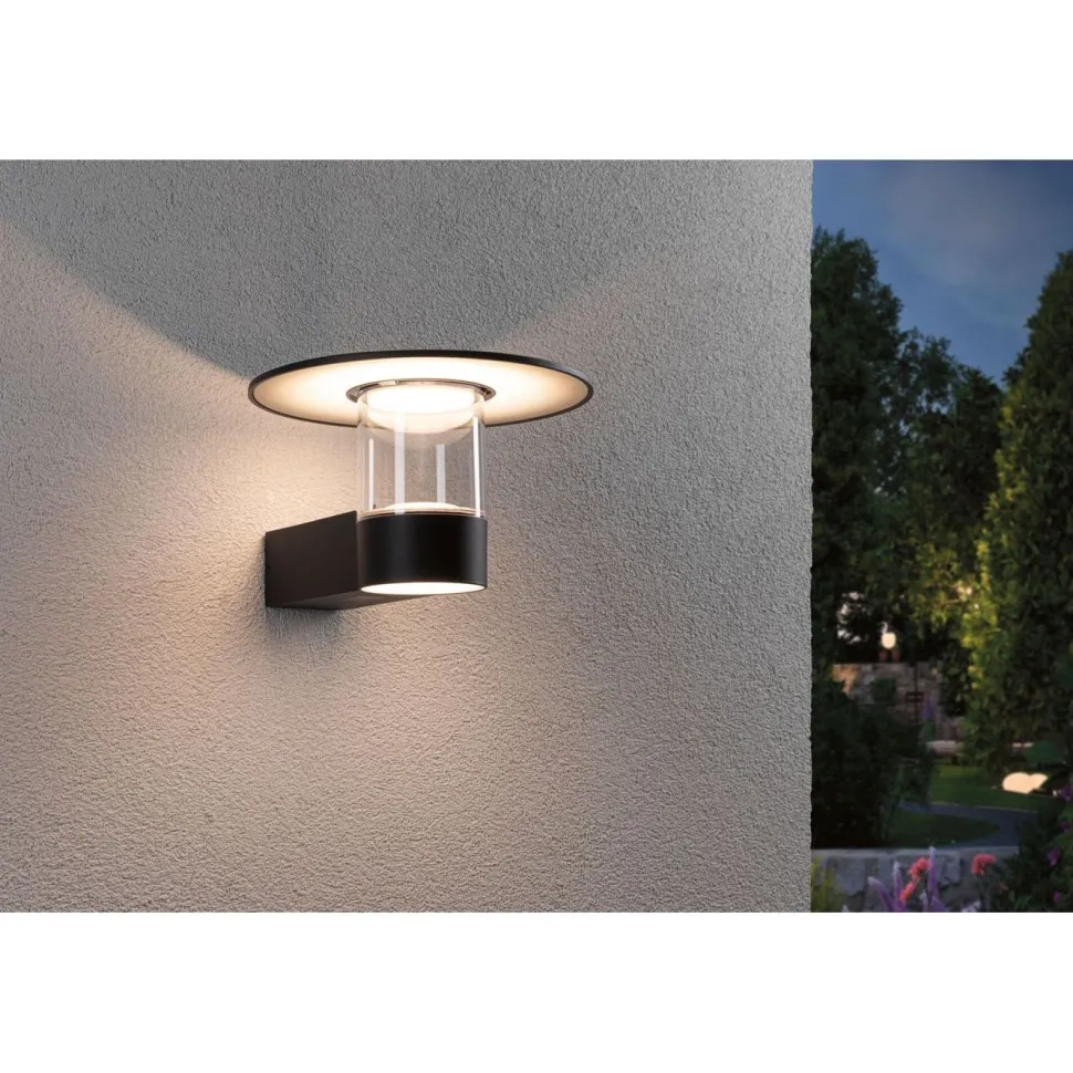 LED-ulkoseinävalaisin liiketunnistimella Paulmann Sienna, IP44, 3000K, korroosionkestävä, antrasiitti