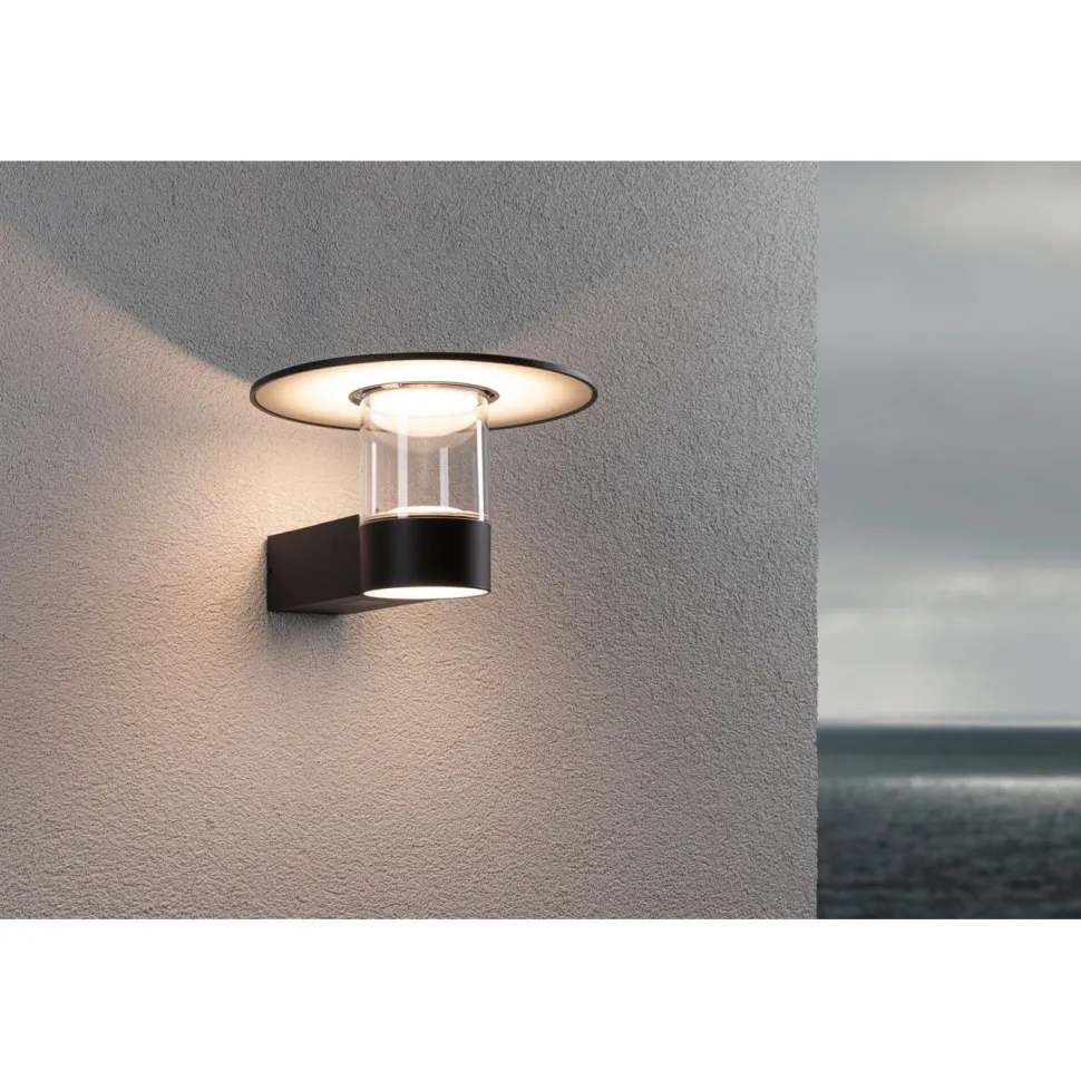 LED-ulkoseinävalaisin liiketunnistimella Paulmann Sienna, IP44, 3000K, korroosionkestävä, antrasiitti