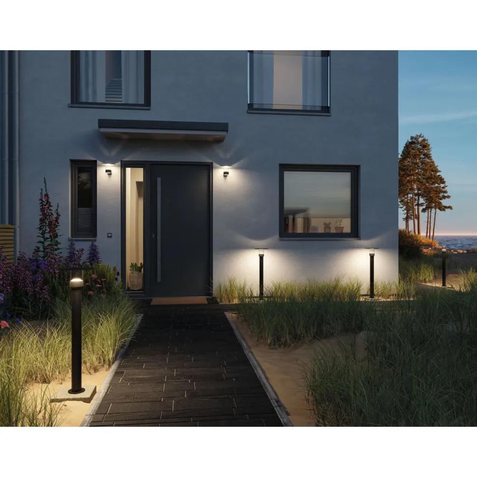 LED-ulkoseinävalaisin liiketunnistimella Paulmann Sienna, IP44, 3000K, korroosionkestävä, antrasiitti