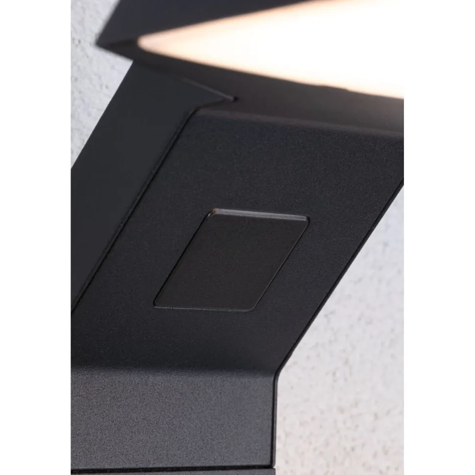 LED-ulkoseinävalaisin liiketunnistimella Paulmann Zenera, IP44, 2200-3000K, korroosionkestävä, antrasiitti