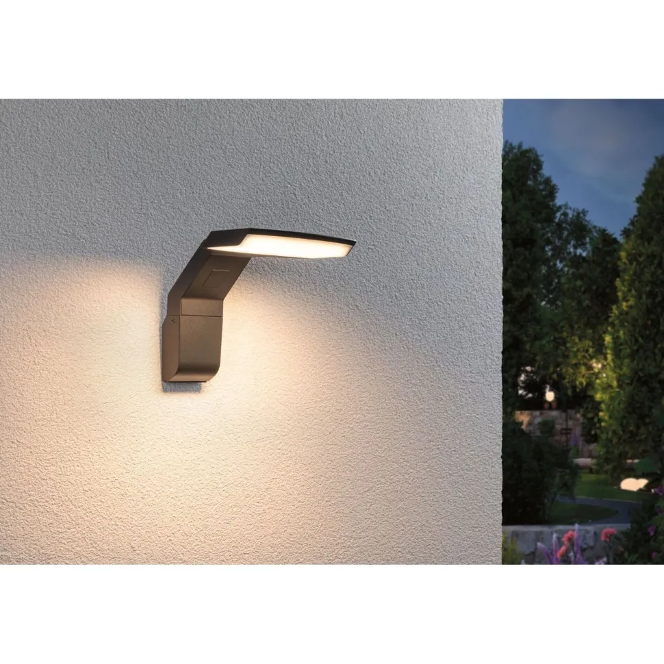 LED-ulkoseinävalaisin liiketunnistimella Paulmann Zenera, IP44, 3000K, korroosionkestävä, antrasiitti