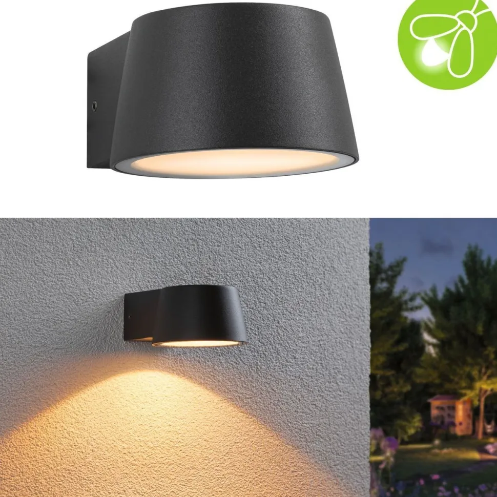 LED-ulkoseinävalaisin Paulmann Capea, IP44, 2200K, antrasiitti