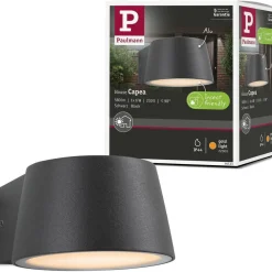 LED-ulkoseinävalaisin Paulmann Capea, IP44, 2200K, antrasiitti