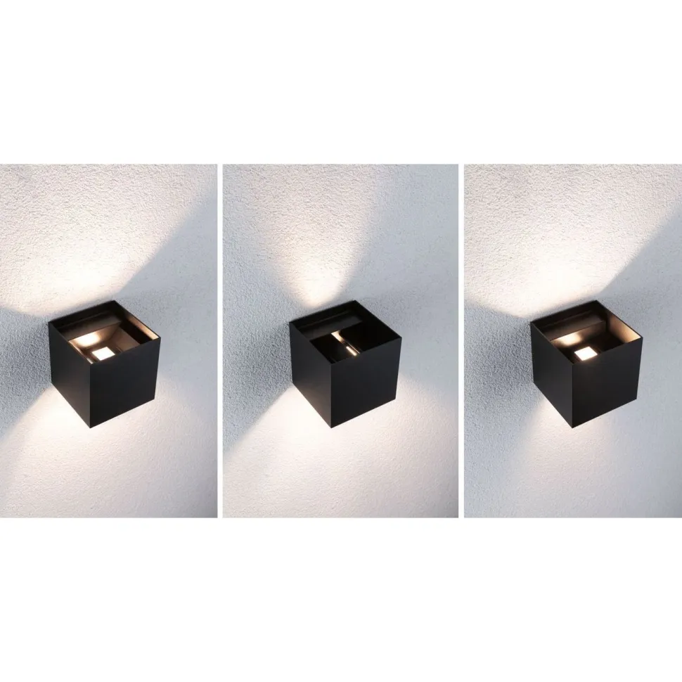 LED-ulkoseinävalaisin Paulmann Cybo, Smart Home Zigbee 3.0, IP44, 10x10cm, RGBW+, antrasiitti