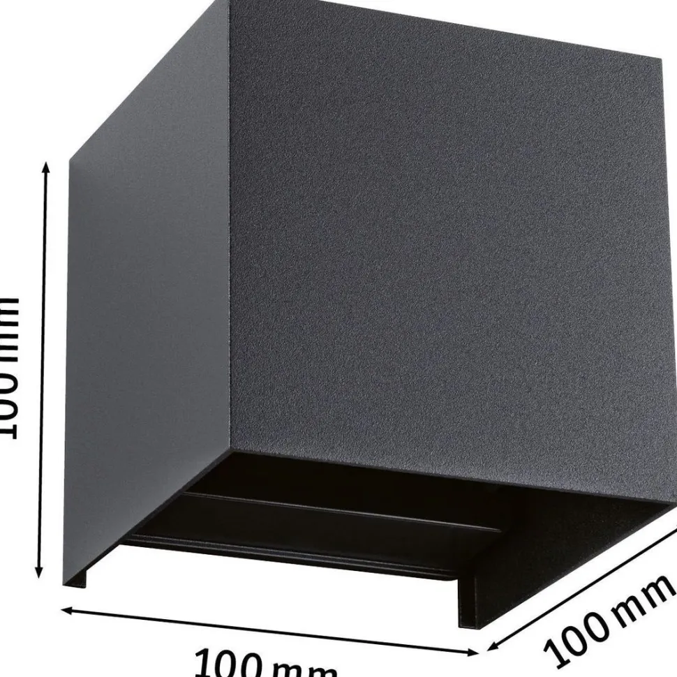 LED-ulkoseinävalaisin Paulmann Cybo, Smart Home Zigbee 3.0, IP44, 10x10cm, RGBW+, antrasiitti