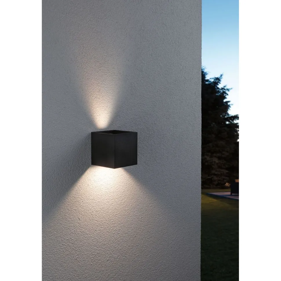 LED-ulkoseinävalaisin Paulmann Cybo, Smart Home Zigbee 3.0, IP44, 10x10cm, RGBW+, antrasiitti