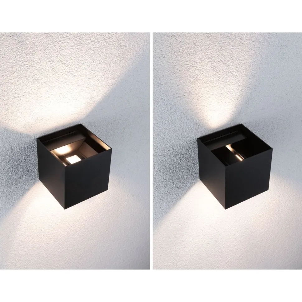 LED-ulkoseinävalaisin Paulmann Cybo, Smart Home Zigbee 3.0, IP44, 10x10cm, RGBW+, antrasiitti