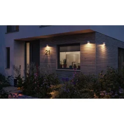 LED-ulkoseinävalaisin Paulmann Flame, IP44, 2200K, antrasiitti