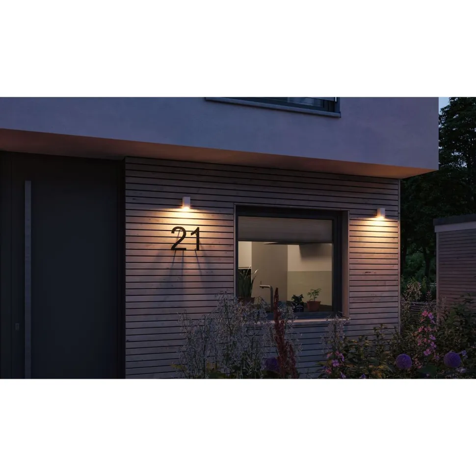 LED-ulkoseinävalaisin Paulmann Flame, IP44, 2200K, antrasiitti