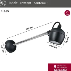 LED-ulkoseinävalaisin Paulmann Kikolo, Smart Home Zigbee 3.0, IP65, 90mm, RGBW+, antrasiitti