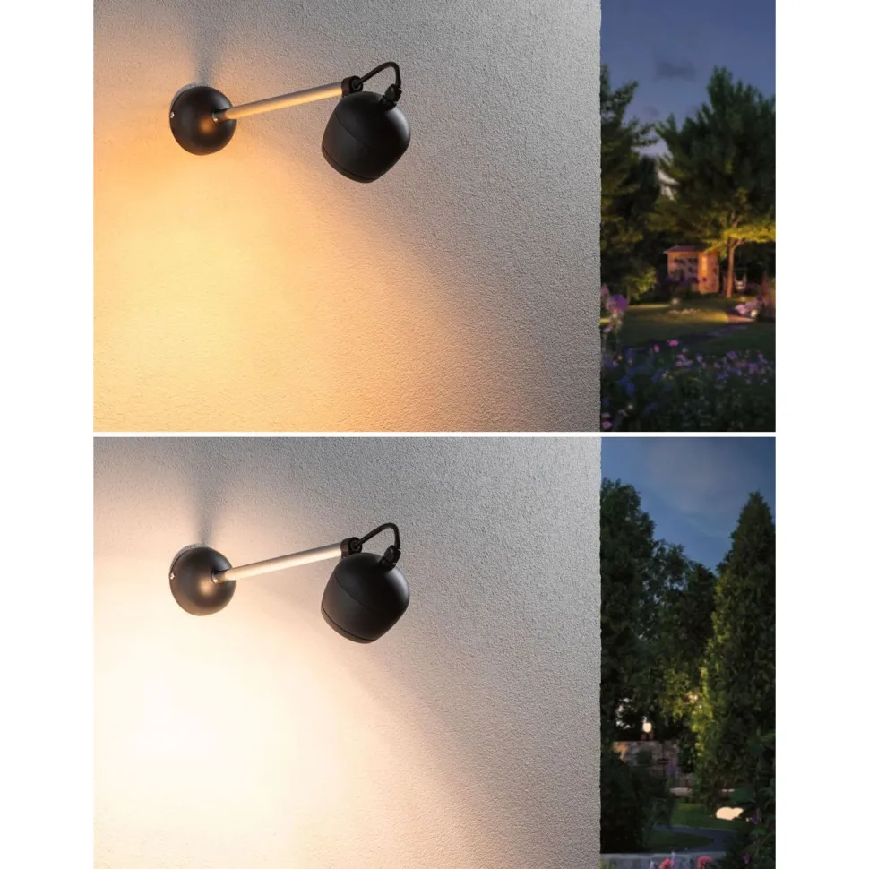 LED-ulkoseinävalaisin Paulmann Kikolo, Smart Home Zigbee 3.0, IP65, 90mm, säädettävä värilämpötila, antrasiitti