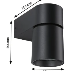 LED-ulkoseinävalaisin Paulmann Kimu, IP44, 80mm, 3000K, antrasiitti
