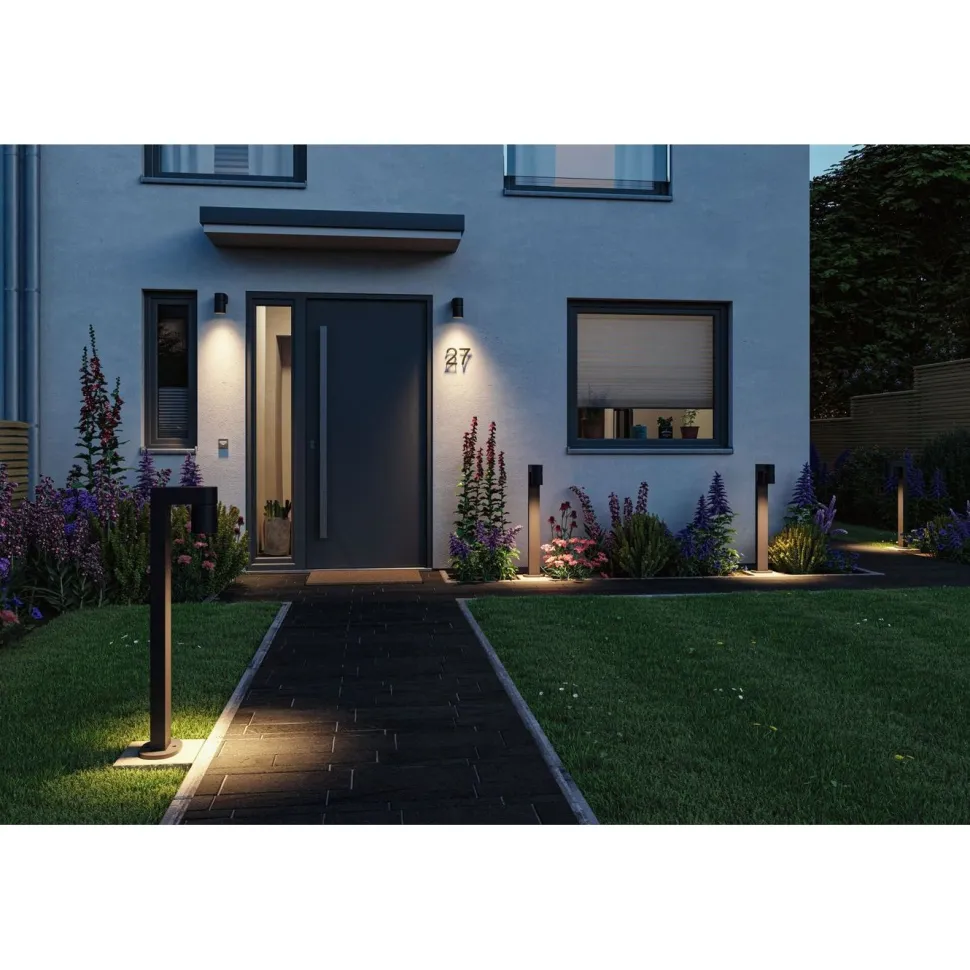 LED-ulkoseinävalaisin Paulmann Kimu, IP44, 80mm, 3000K, antrasiitti