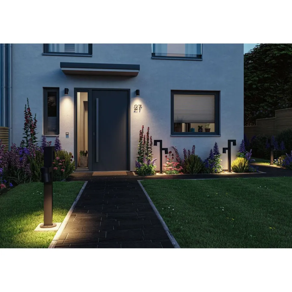 LED-ulkoseinävalaisin Paulmann Kimu, IP44, 80mm, 3000K, antrasiitti