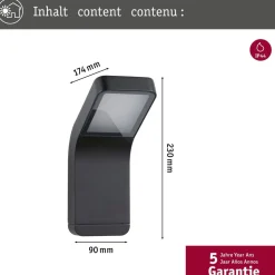 LED-ulkoseinävalaisin Paulmann Kulma, IP44, 3000K, korroosionkestävä, antrasiitti
