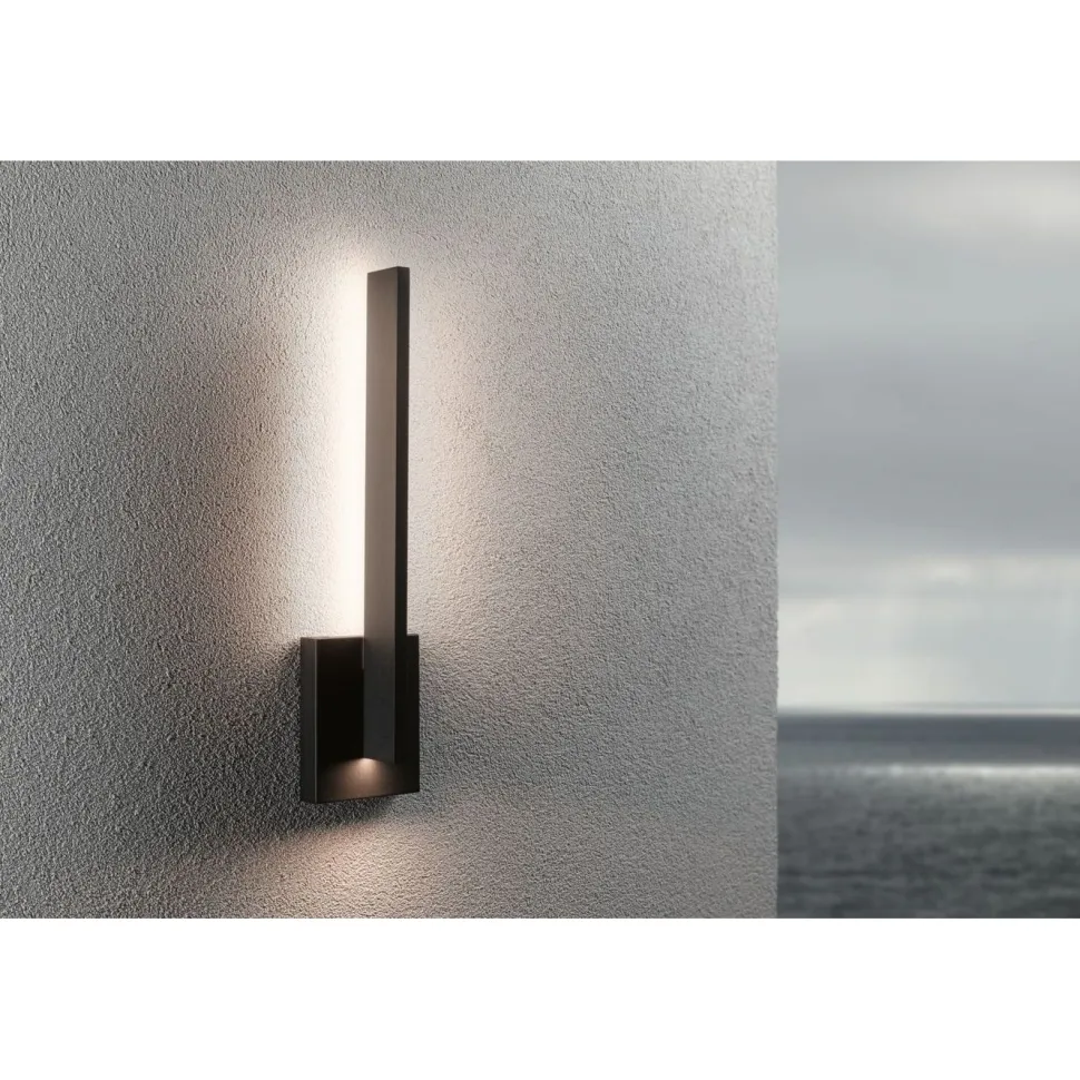 LED-ulkoseinävalaisin Paulmann Levka, IP44, 3000K, antrasiitti
