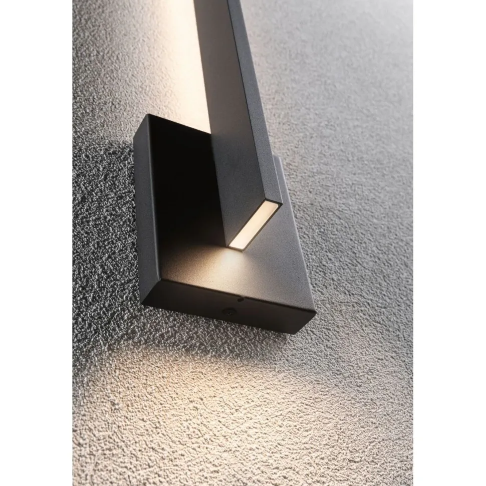 LED-ulkoseinävalaisin Paulmann Levka, IP44, 3000K, antrasiitti