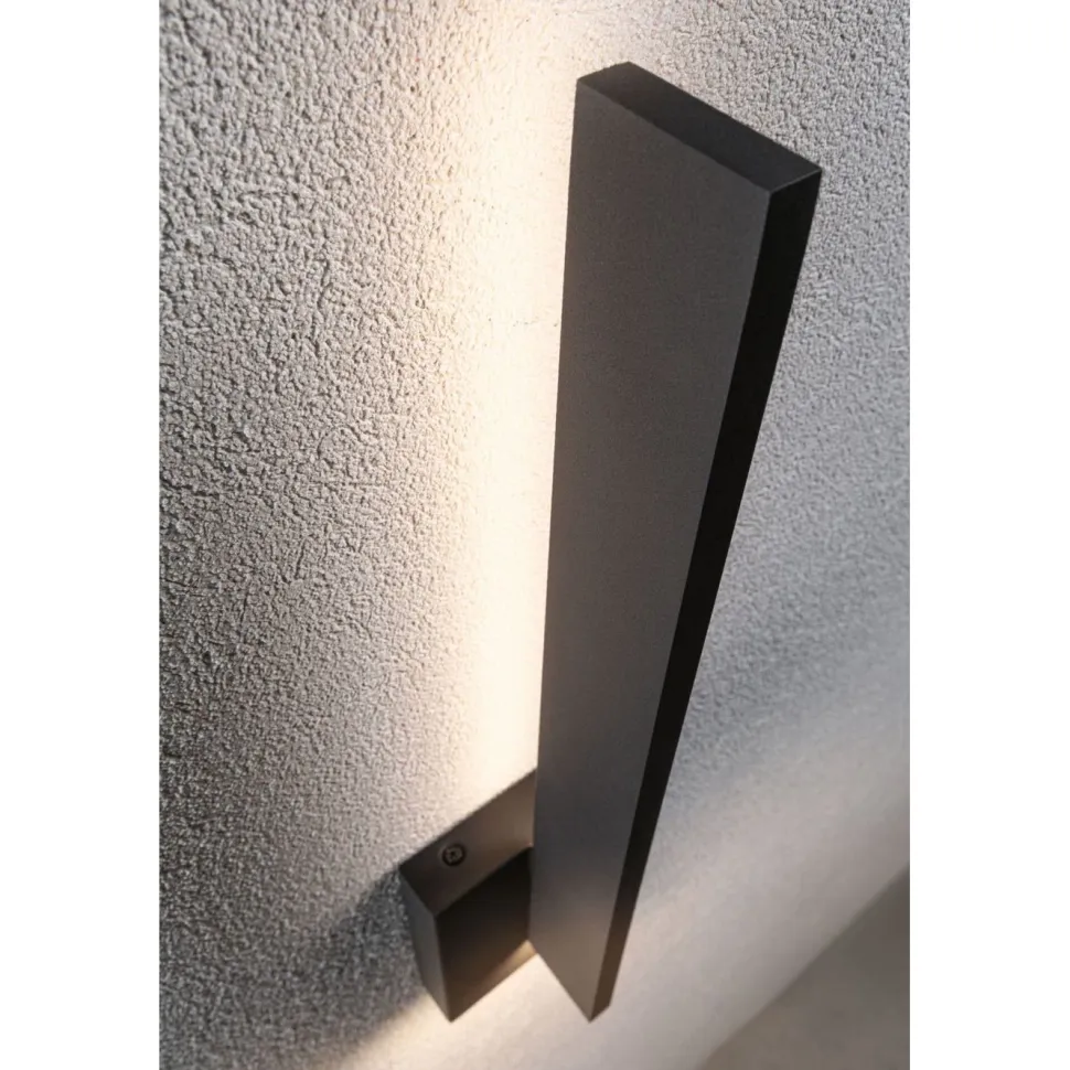LED-ulkoseinävalaisin Paulmann Levka, IP44, 3000K, antrasiitti