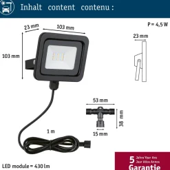 LED-ulkoseinävalaisin Paulmann Park + Light Bimea, IP65, 3000K, musta