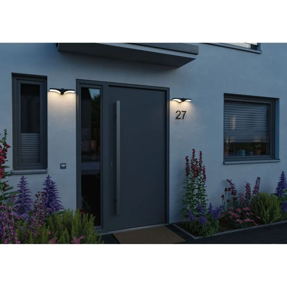 LED-ulkoseinävalaisin Paulmann Pekana, IP44, 30x13cm, 3000K, antrasiitti