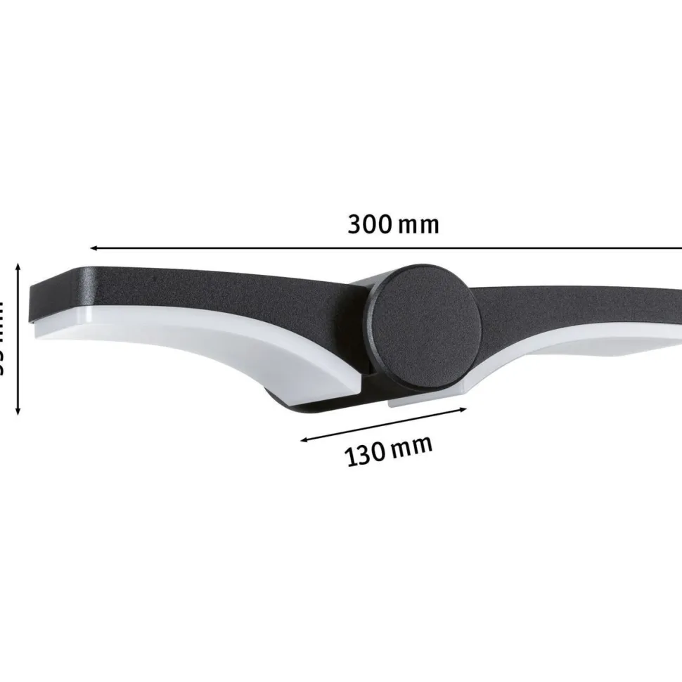 LED-ulkoseinävalaisin Paulmann Pekana, IP44, 30x13cm, 3000K, antrasiitti