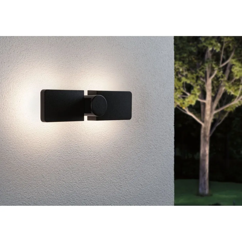 LED-ulkoseinävalaisin Paulmann Pekana, IP44, 30x13cm, 3000K, antrasiitti