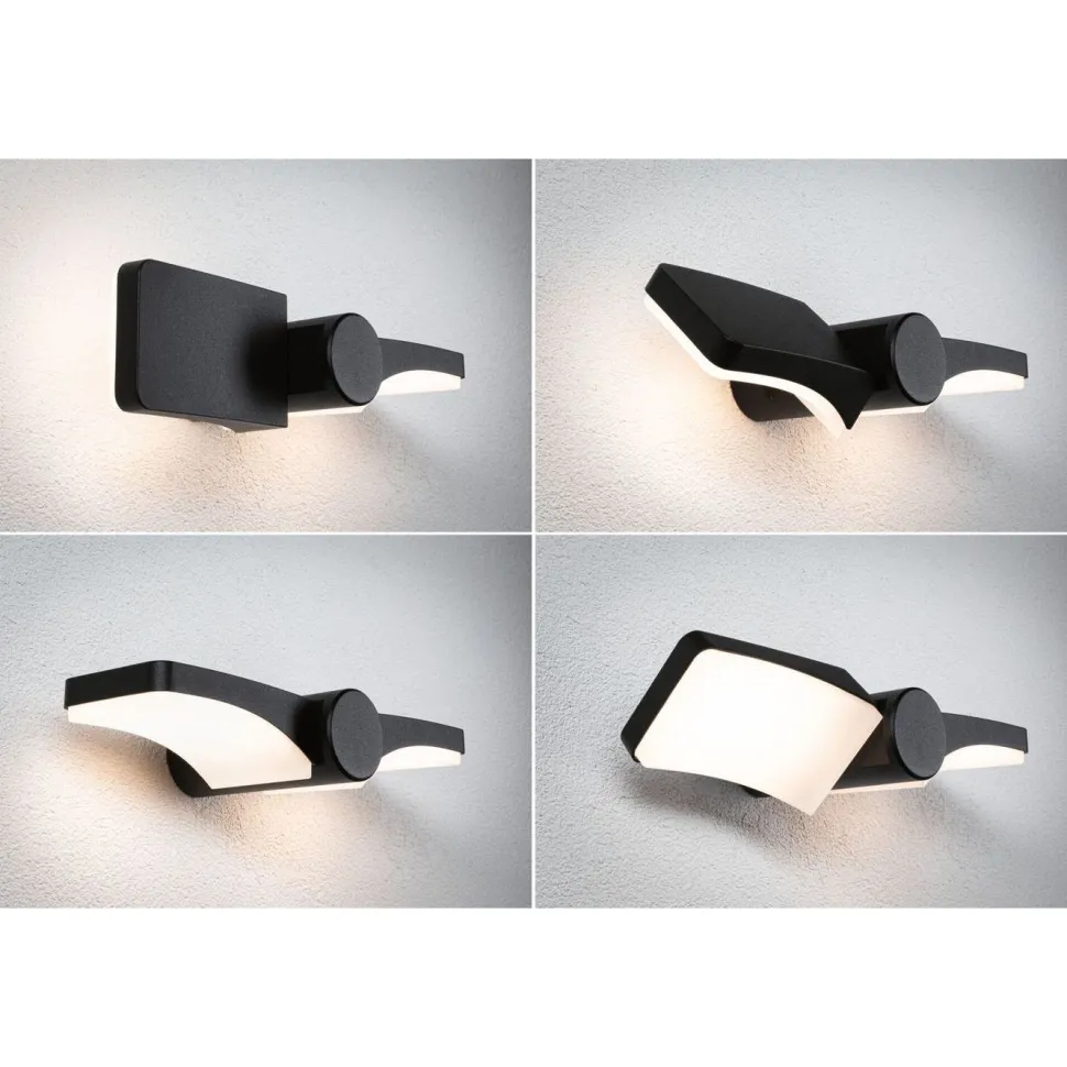 LED-ulkoseinävalaisin Paulmann Pekana, IP44, 30x13cm, 3000K, antrasiitti