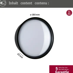 LED-ulkoseinävalaisin Paulmann Platomo, IP44, 18cm, 3000K, korroosionkestävä, valkoinen