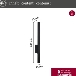 LED-ulkoseinävalaisin Paulmann Stan, IP44, 60cm, 3000K, korroosionkestävä, antrasiitti