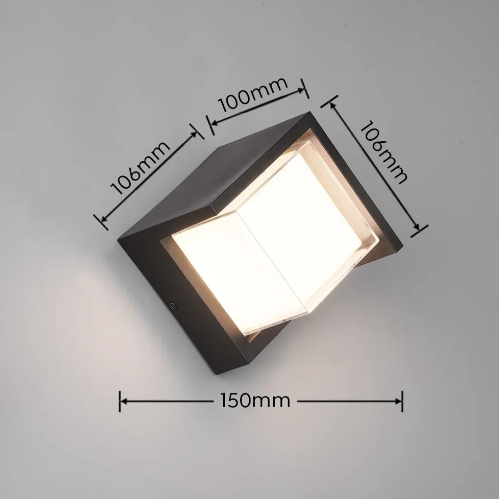 LED-ulkoseinävalaisin Trio Puno neliö mattamusta