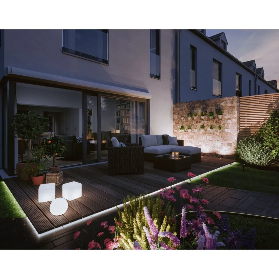 LED-ulkovalaisin Paulmann Plug & Shine Globe, Smart Home Zigbee 3.0, IP65, RGBW+, valkoinen