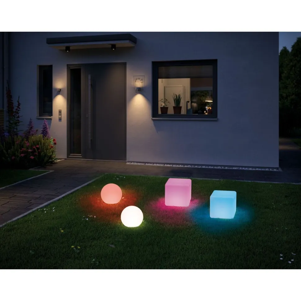LED-ulkovalaisin Paulmann Plug & Shine Globe, Smart Home Zigbee 3.0, IP65, RGBW+, valkoinen