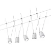 LED-vaijerivalaisinsetti Paulmann TunLED, 2700K, 5 valaisinta, valkoinen/mattakromi