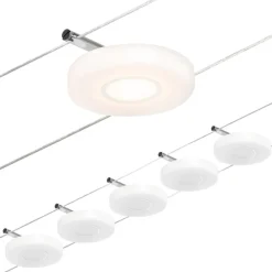 LED-Vaijerivalaisinsetti Paulmann Disc 5 valaisinta + muuntaja + vaijeri 3000K kromi