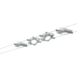 LED-vaijerivalaisinsetti Pailmann MacLED Basic, 2700K, neljä valaisinta, mattakromi