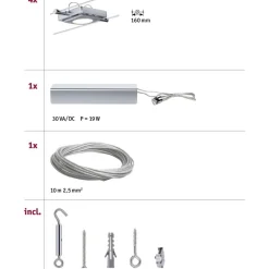 LED-vaijerivalaisinsetti Pailmann MacLED Basic, 2700K, neljä valaisinta, mattakromi