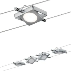 LED-vaijerivalaisinsetti Pailmann MacLED Basic, 2700K, neljä valaisinta, mattakromi