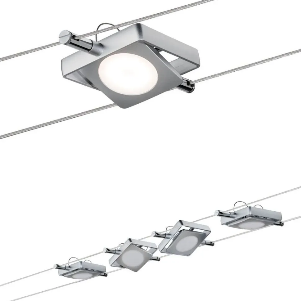 LED-vaijerivalaisinsetti Pailmann MacLED Basic, 2700K, neljä valaisinta, mattakromi