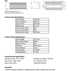 LED-vakiojännitelähde FTLIGHT 100 W 24V IP65