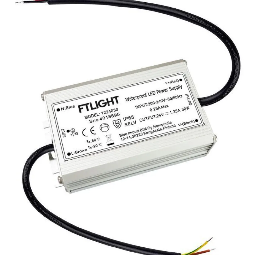 LED-vakiojännitelähde FTLIGHT 24V IP65 30W