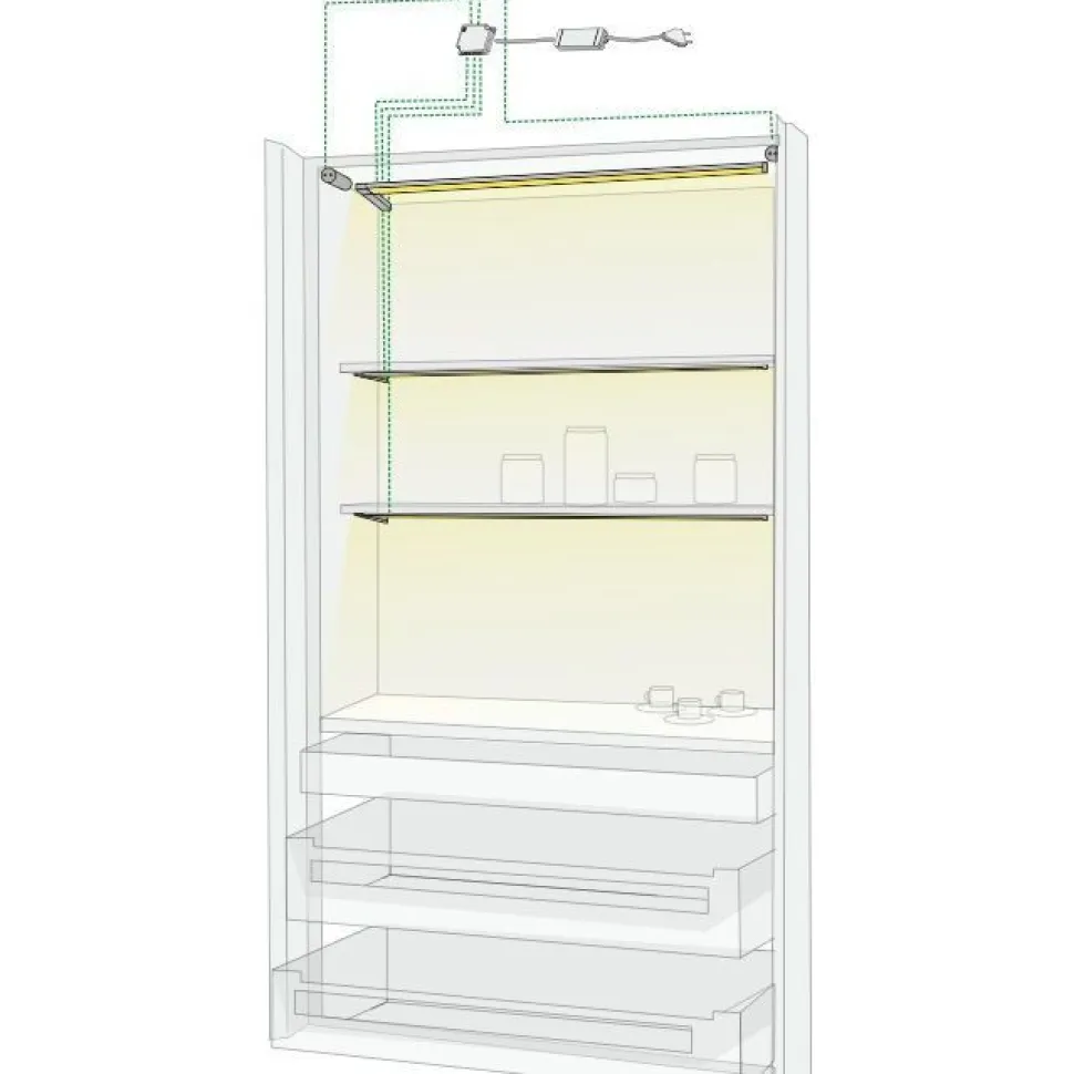 LED-valaisinsetti aamiaiskaappiin Limente Profil virtalähde 4000K 3x57cm vaaka IP20 24V alumiini