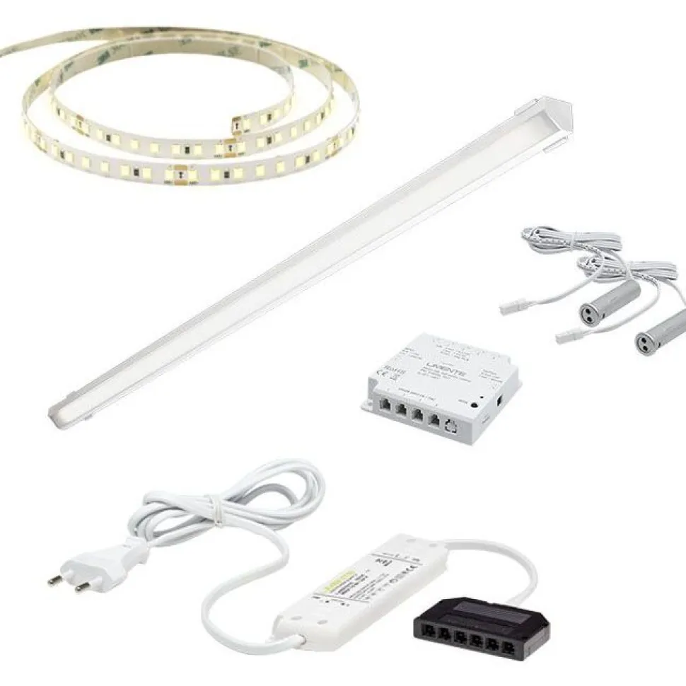 LED-valaisinsetti aamiaiskaappiin Limente ovitunnistin virtalähde 2m 3000K IP20 24V musta