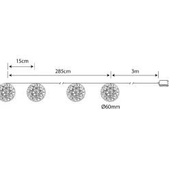 LED-valoketju Globo Venuto 285cm valkoinen