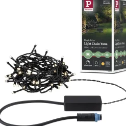 LED-valoketju Paulmann Plug & Shine Yuna, 3000K, 7.4m, IP44, 1.3W, musta
