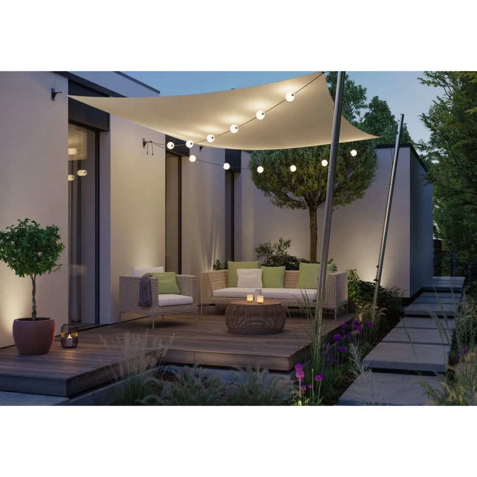 LED-valoketjusetti Paulmann Solar Taina, IP67, 3000K, 5.8m, 6x60lm, musta