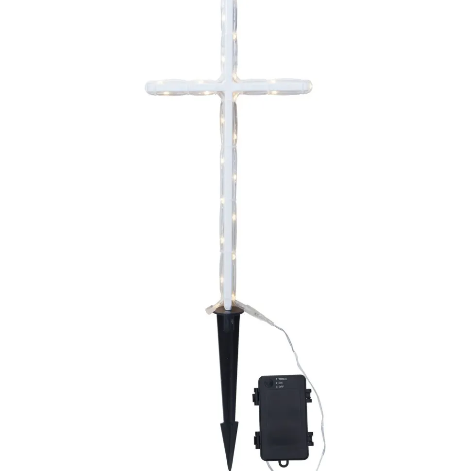 LED-valokoriste Star Trading GraveCross, 42cm, valkoinen