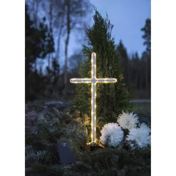 LED-valokoriste Star Trading GraveCross, 42cm, valkoinen